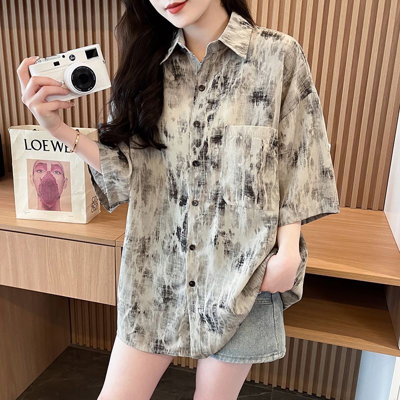 Áo sơ mi chống nắng tay ngắn phong cách retro độc đáo, họa tiết hoa mới mùa hè, kiểu dáng Hong Kong, hợp thời trang.