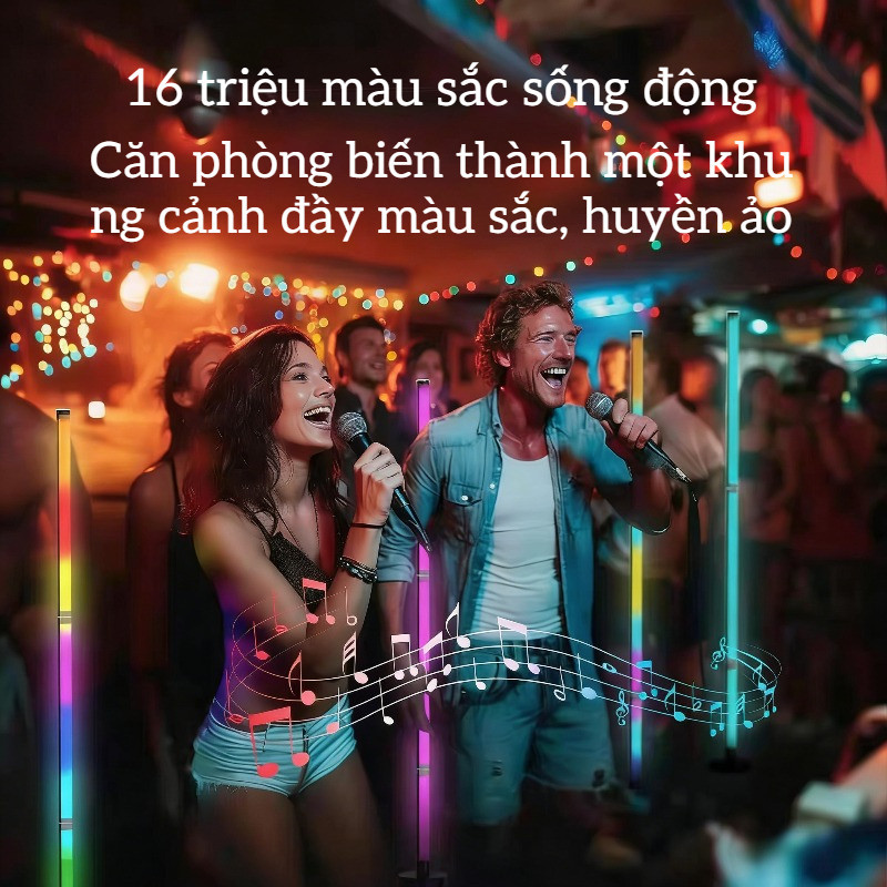 Cây Đèn LED RGB 120cm - Cảm Biến Âm Thanh Nháy Theo Nhạc, Điều Khiển APP & Remote, Trang Trí PC, Tivi Và Phòng Cực Đẹp