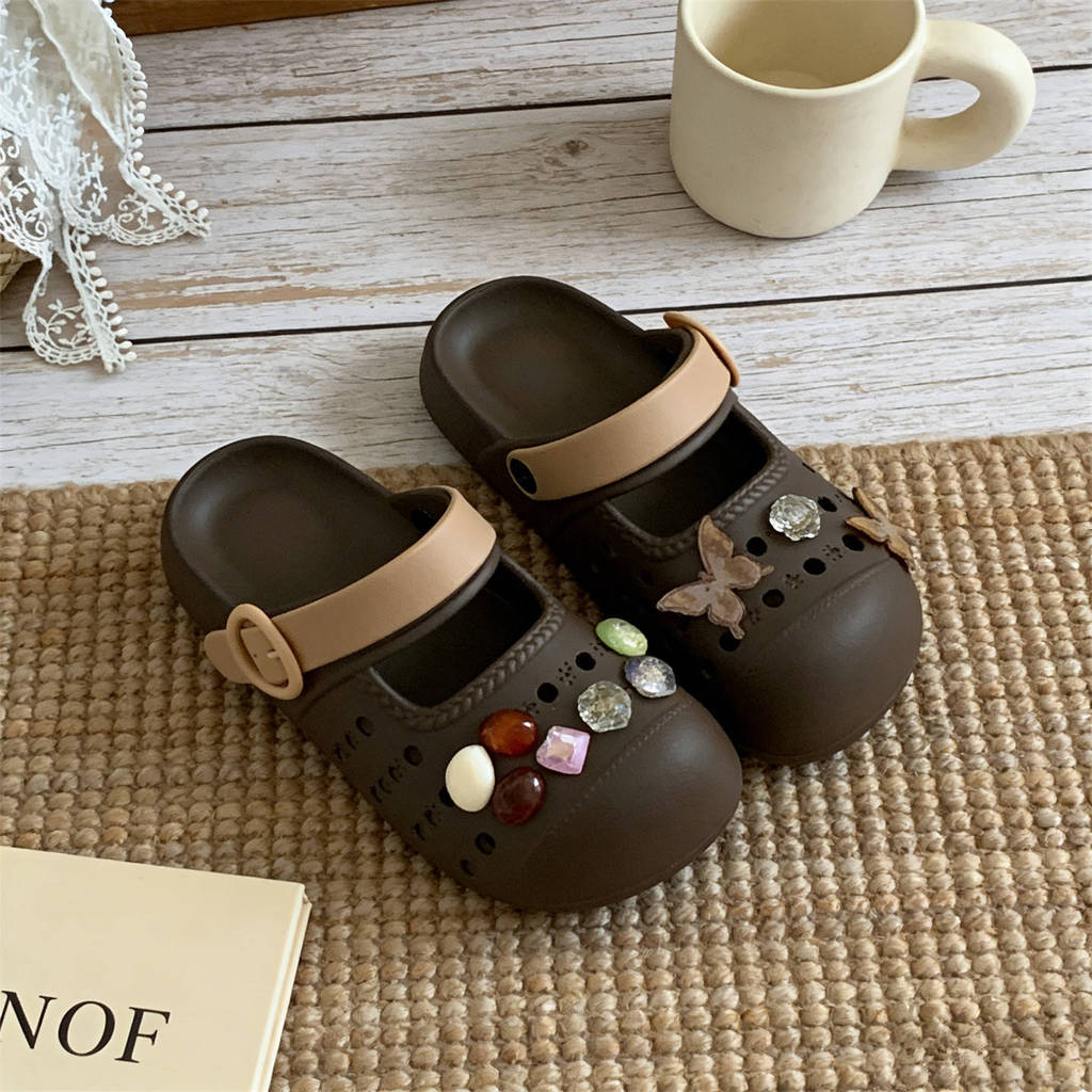 XIXITIAO Dép Nữ Retro Giải Trí Ngoài Trời Bướm Đi Biển Mùa Hè