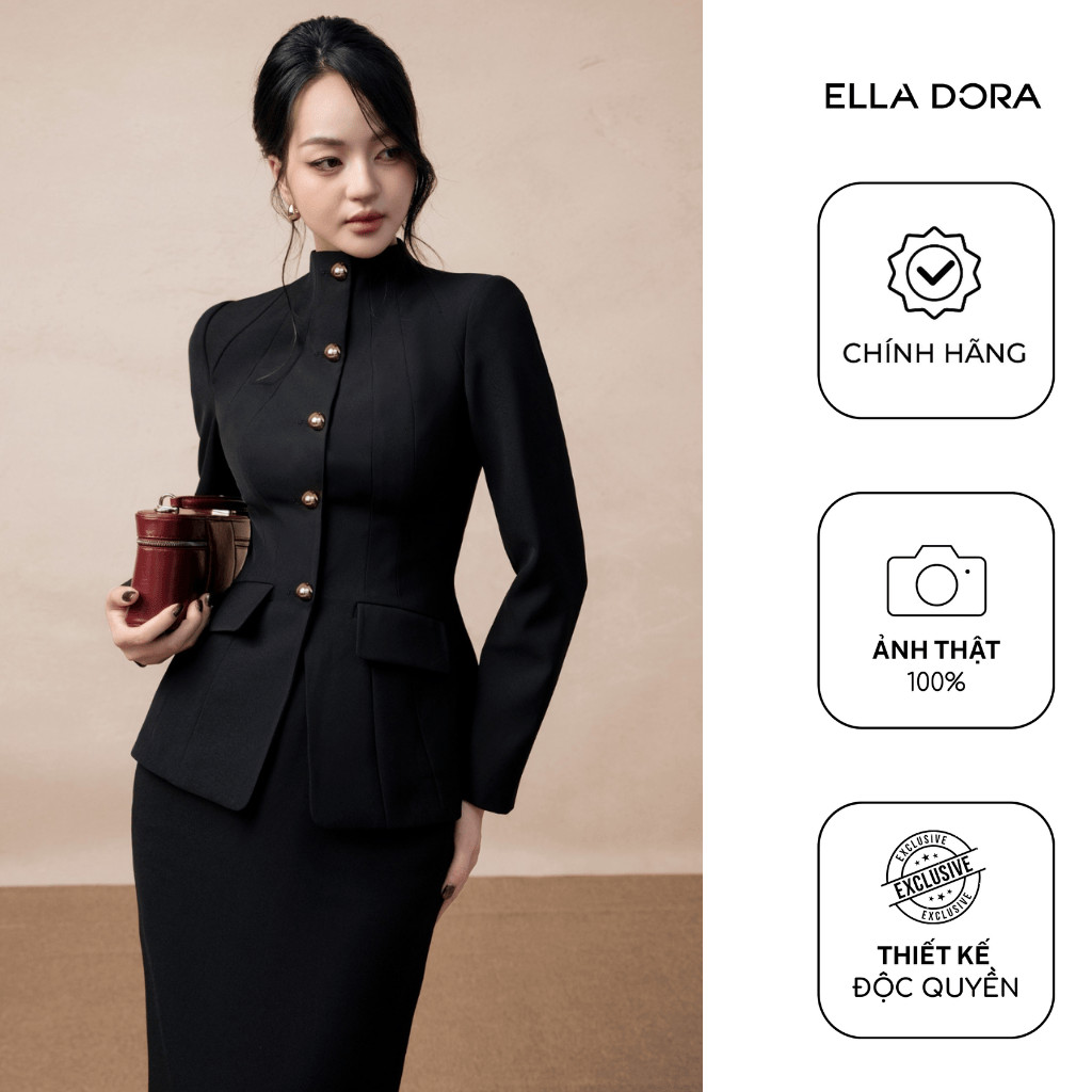 Blazer nữ ELLA DORA 5 cúc đồng form ôm cổ ve thiết kế thanh lịch dễ mặc phong cách công sở [V28]