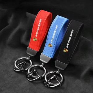 Kiểu Dáng Xe Biểu Tượng Hợp Kim Móc Khóa Xe Máy Da Lộn Da Móc Khóa Cho Porsche Cayenne 955 957 958 9PA 92A Turbo S GTS 2003-2013 2014 2015 2016 Xe Ô Tô