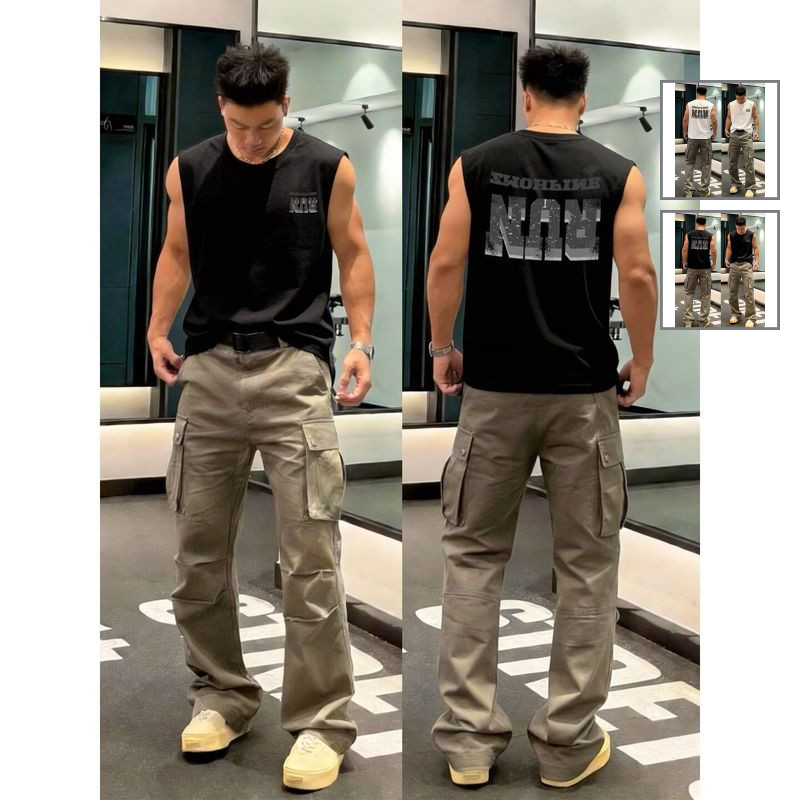 Áo Ba Lỗ Cotton Phong Cách Mỹ Cho Nam, Dáng Rộng Thích Hợp Mùa Hè
