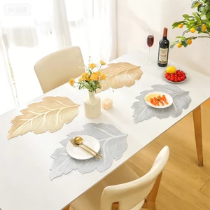 Ánh Sáng Sang Trọng Bắc Âu Phong Lá Vàng PVC Coaster Chống Thấm Nước Chống Trơn Trượt Cách Nhiệt Thảm Ăn