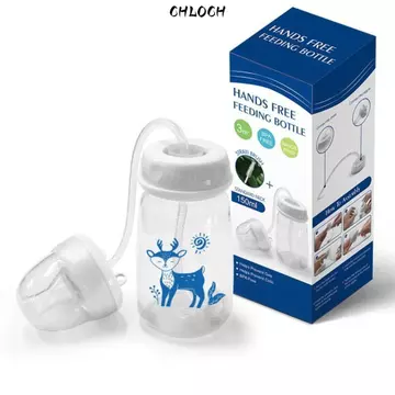 Bình sữa rảnh tay CHLOCH, Bộ bình sữa cổ bình 5oz / 150ml, chất lượng cao kèm cọ rơm Bình trữ sữa bóng trọng lực tự ăn cho bé từ 3 tháng tuổi trở lên