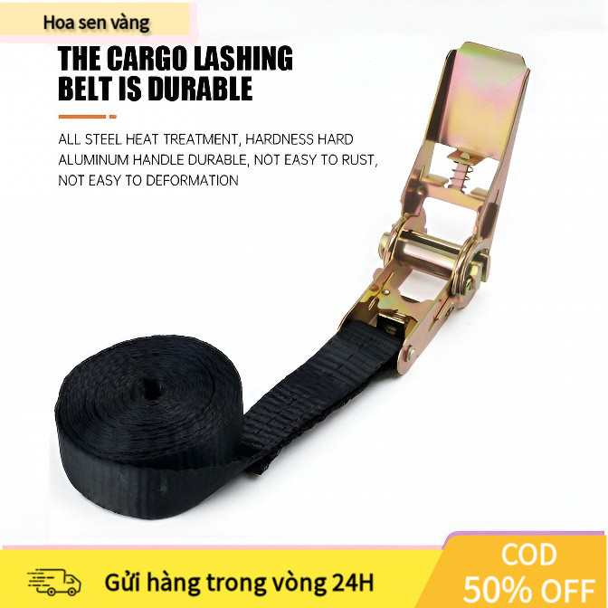 【COD】Dây buộc hàng xe máy bằng polyester 25mm chịu lực 1000kg, không móc, dùng cố định đồ đạc khi di chuyển xa.