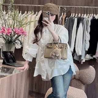 Áo Sơ Mi Nữ Trắng Chiết Eo Đính Đá Sang Trọng Tôn Dáng Hot Trend
