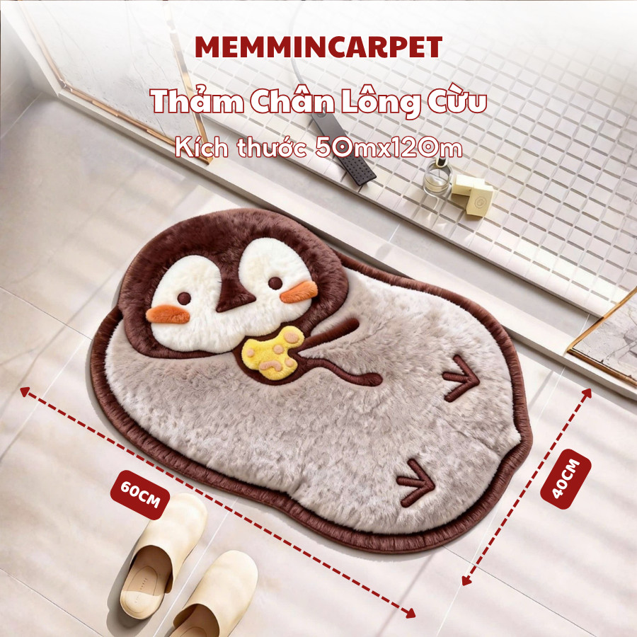 Thảm lau chân lông cừu, thảm chùi chân 50 mẫu thiết kế siêu thấm - 40cm x 60cm- Memmincarpet - TH108