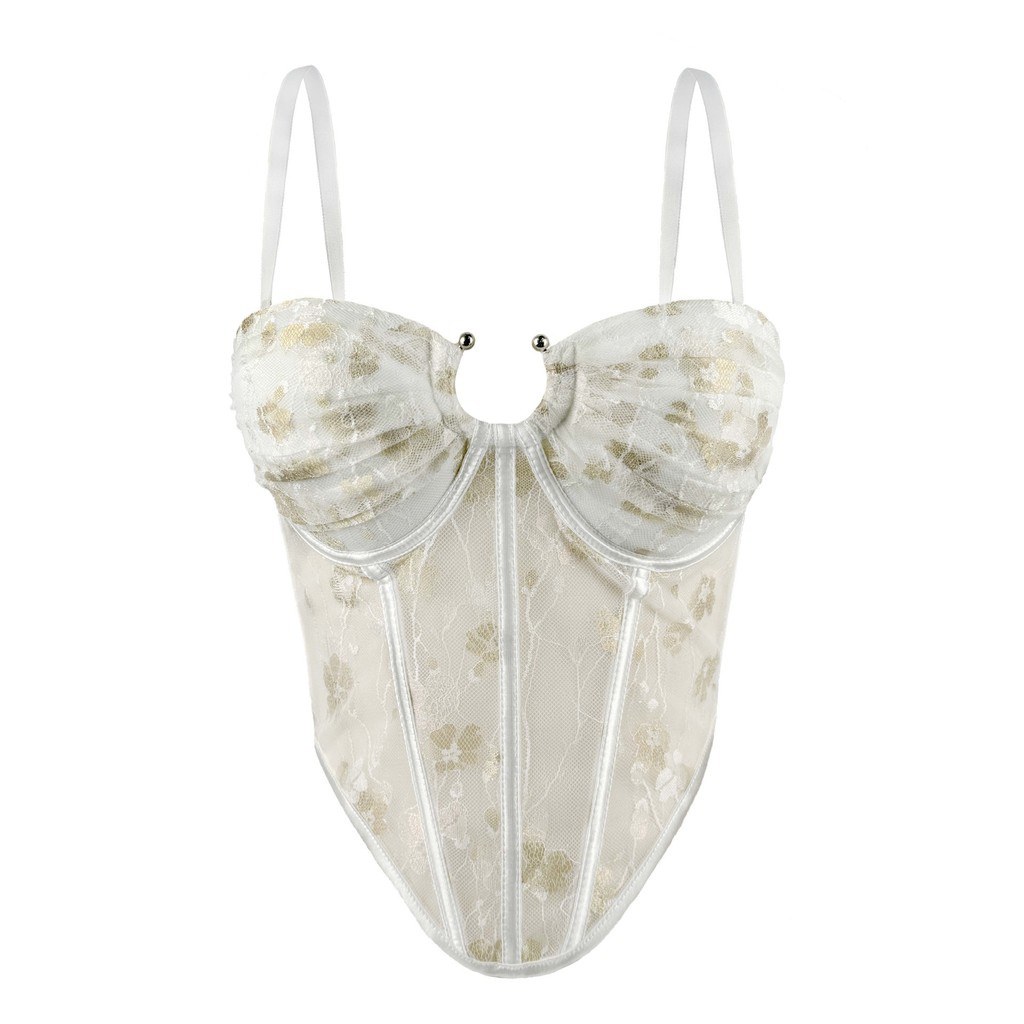 Corset lưới xương cá phong cách xuân hè, ôm vừa vặn với miếng lót ngực camisole