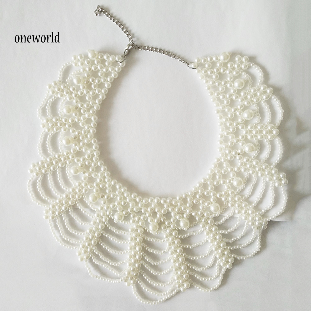 Một thế giới| Phụ Nữ Thanh Lịch Rỗng Giả Ngọc Trai Choker Yếm Cổ Vòng Cổ Tuyên Bố