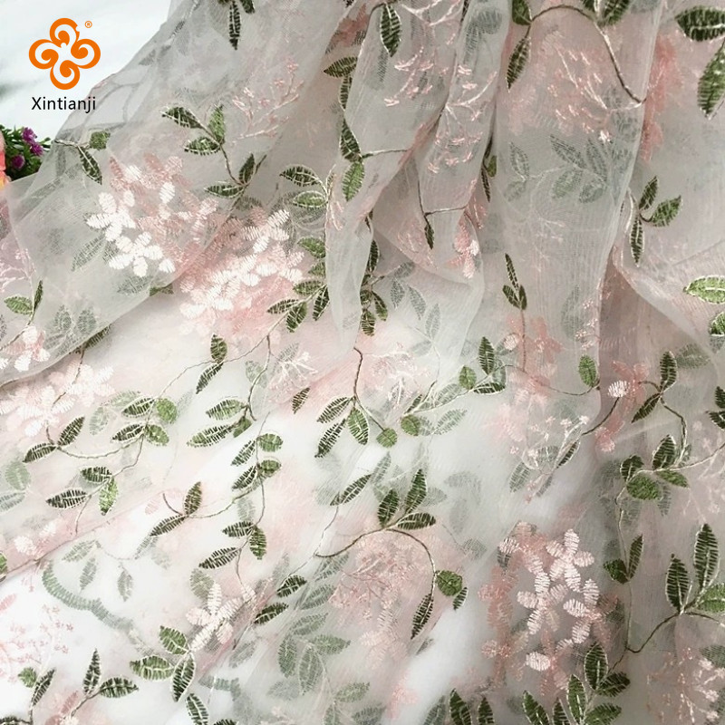 Nhỏ Tươi Hồng Hoa Lưới Thêu Ren Vải Cho Trẻ Em Váy Nữ Váy DIY May Vải Mỗi Sân
