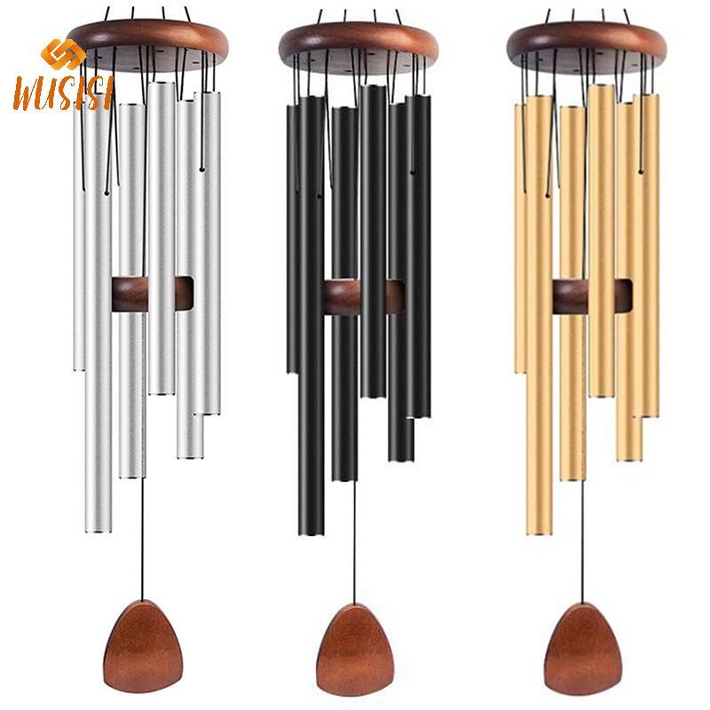 [WUSISI] Chuông gió ống nhôm 26 Inch cổ điển có thẻ treo bằng gỗ Trang trại Sân thượng Sân vườn Ban công Trang trí hành lang MỚI