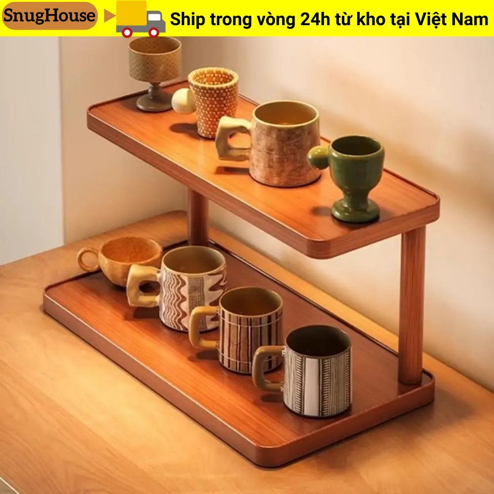 Giá để đồ để bàn SNUGHOUSE, Kệ đồ ăn bền bằng gỗ, Giá đỡ cốc đa năng Mini Phụ kiện gia đình