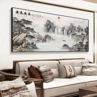 2026 Mới Phong Cách Trung Hoa Chảy Nước Mang Lại Sự Giàu Có Phong Thủy Tranh Canvas Phong Cảnh Nghệ Thuật Treo Tường Cho Văn Phòng Phòng Phòng Khách Với Trang Trí Dòng Thạch Cao Mạ Vàng