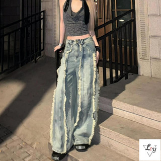 Quần jean nữ ống suông dáng rộng bigsize vintage mới 2026 cạp cao nâng mông viền thô