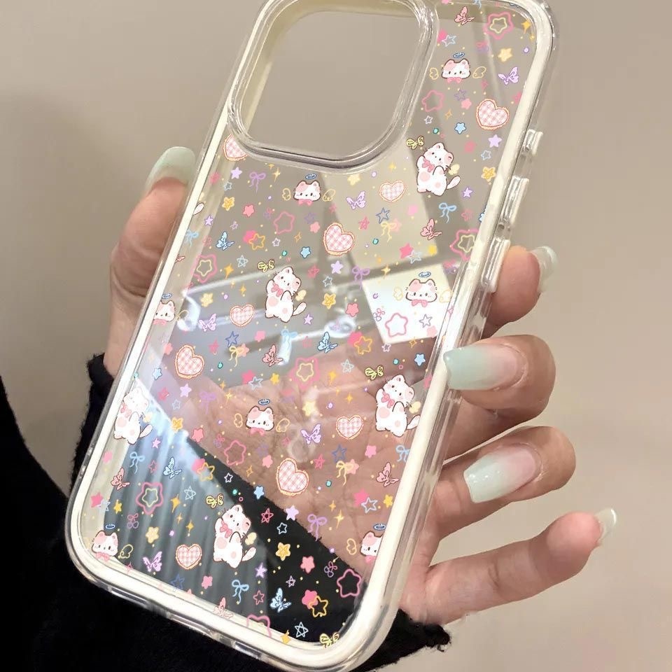 Màn hình đầy sao mèo phù hợp với vỏ điện thoại iPhone 17/16/15, iPhone 16 Pro Max/14/13 trong suốt 12/11