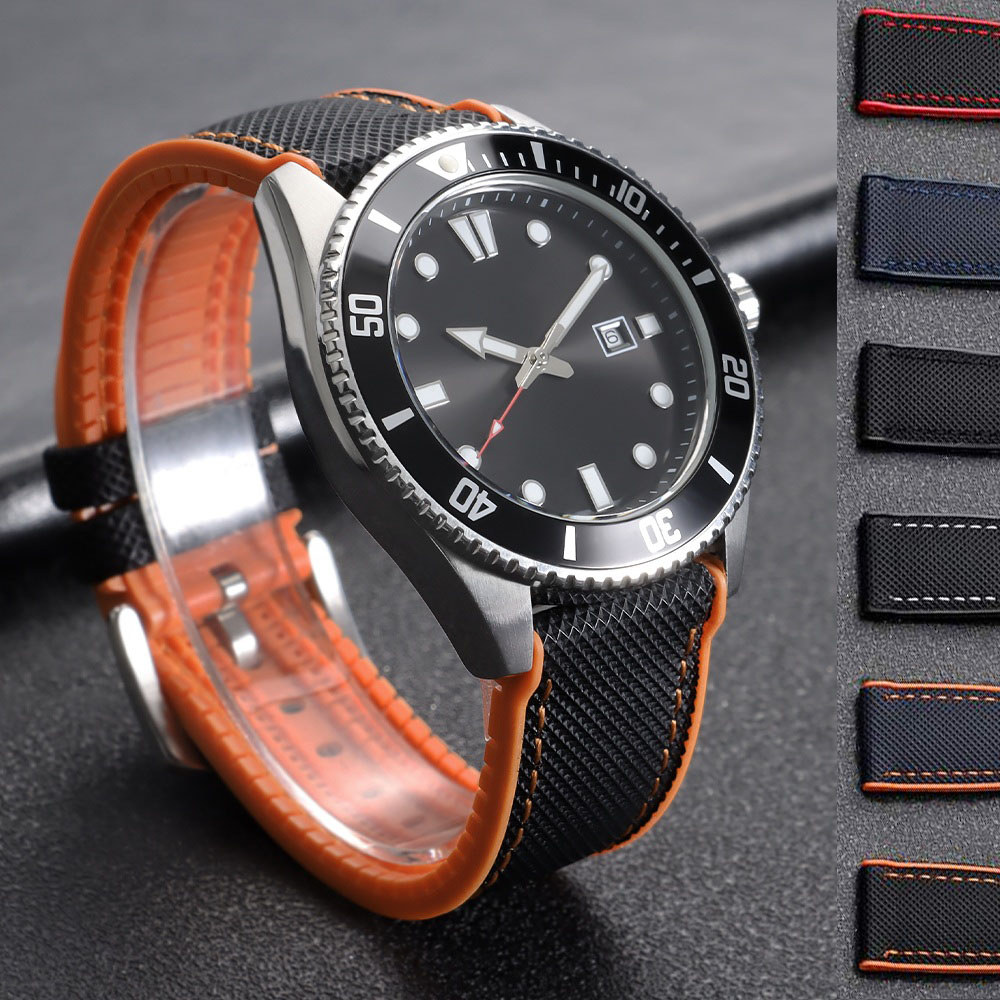 18 / 20 / 21 / 22mm Dây Đồng Hồ Silicon Cao Su TPU Cho SEIKO 5 Diver Lặn Thể Thao Vải Nylon Dây Đeo Đồng Hồ Vòng Tay Cho Nam Nữ