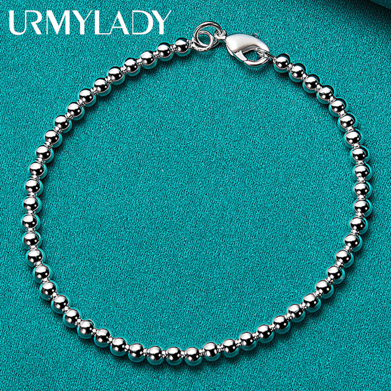 URMYLADY Vòng tay bạc 925 đính hạt, phù hợp cho nam và nữ, thời trang quyến rũ