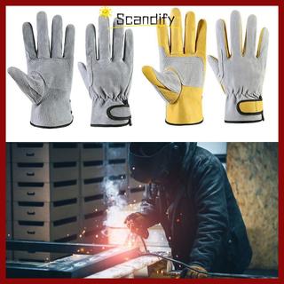 Găng tay chống cắt SCANDIFY, Găng tay hàn màu vàng xám bằng da, Dụng cụ lò nướng chống cháy chịu nhiệt Lò sưởi Găng tay làm việc tại nơi làm việc