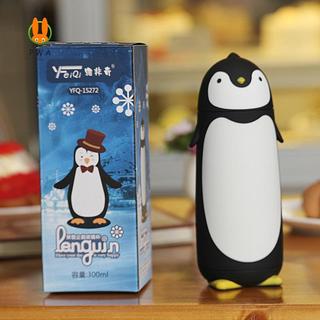 Bình nước thủy tinh cách nhiệt hai lớp hình chim cánh cụt dễ thương - Cốc hoạt hình sáng tạo dành cho học sinh
