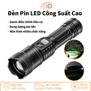 Đèn Pin LED Siêu Sáng Công Suất Cao - Chống Nước & Cầm Tay, Sạc USB Tiện Lợi, Đa Năng Sử Dụng Cho Hoạt Động Ngoài Trời