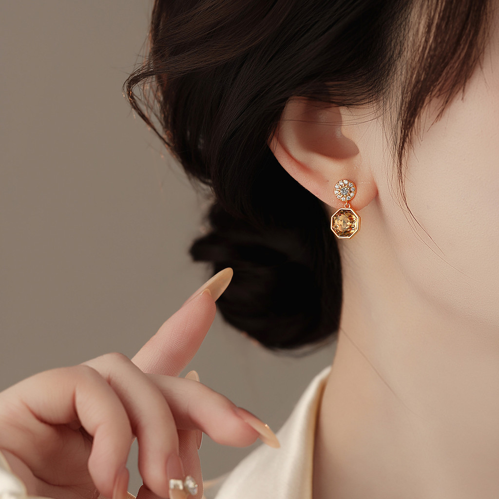 Bông tai ngôi sao tám cánh kim cương bạc S925