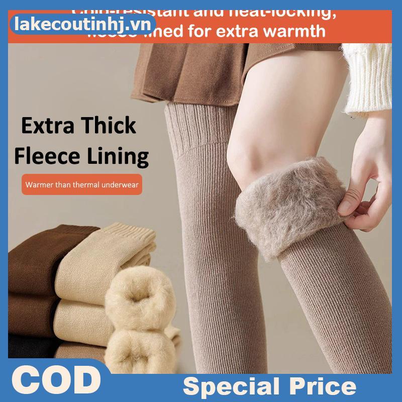 Tất Lông Cừu Mùa Đông Cho Nữ, Lót Ấm Đến Đầu Gối, Chống Trơn Trượt