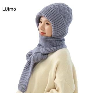 Mũ len thu đông tích hợp khăn và bảo vệ tai, làm từ len tự nhiên dệt kim, giữ ấm hiệu quả