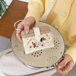 Phim hoạt hình Chú chó dễ thương Ví nữ ngọt ngào Đa chức năng Hộp đựng thẻ có thể gập lại Ví dây kéo tiền mặt