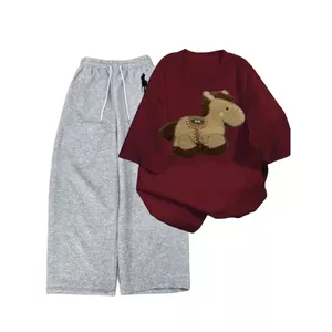 Sét bộ quần áo da cá in Ngựa xám + áo phông oversized hình CON LỪA, lý tưởng -quanaaounisex94
