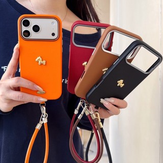 Làm Giàu 3D Ngựa Vàng Cam Đỏ Da PU Wrsit Dây Đeo Ốp Lưng Điện Thoại iPhone 17Promax 12 13 14 15 16 Pro Max 17Pro 15Plus Vỏ Di Động Nữ Chống Sốc