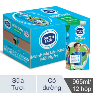 [Sỉ Thùng 965ml] Sữa Tiệt Trùng Dutch Lady Cô Gái Hà Lan Không Đường Và Có Đường Thơm Ngon Bổ Dưỡng