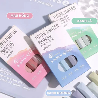Bút highlight dạ quang pastel nổi bật – Bộ 4 bút đánh dấu gradual cho học sinh, công cụ học tập cần thiết