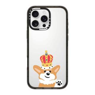 CASECASE X Crown Corgi Black Edge Clear Hard Từ Hút Tác Động Dành Cho Apple IPhone 12 13 14 15 16 17 Pro Max Air Plus Có Hộp