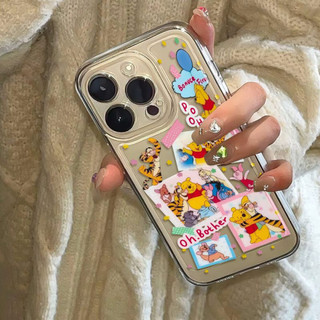 Ốp điện thoại Winnie the Pooh chắp vá cho iPhone 17Air / 16 / 15PLUS / 14 / 13pro Max / 12 / 11 / X / XS / 7 / 8, cá tính thú vị. Vỏ trong suốt, chống thấm nước, chống sốc, vỏ bảo vệ