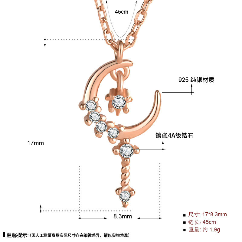 Dây chuyền xương đòn kim cương dát ngôi sao cổ tích bạc s925