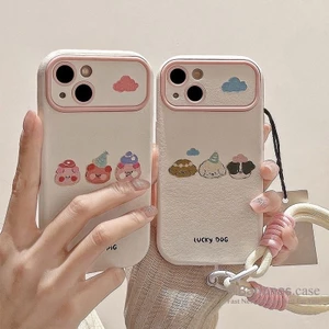 Ốp điện thoại cặp đôi chó con dễ thương cho iPhone 17 16 15 14 13 12 11 Pro Max X Xr XsMax 7 8 Plus SE2020