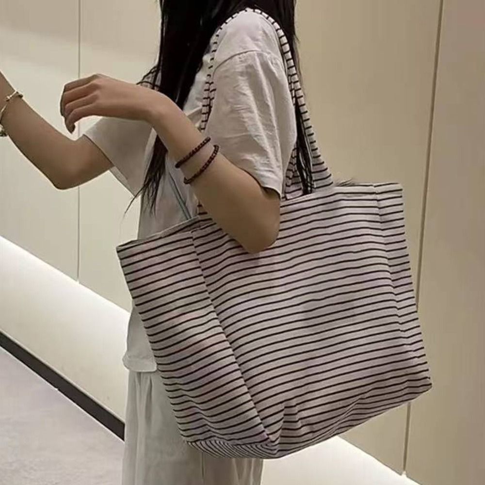 HOBBYIN Túi tote vải HOBBYIN, Chất liệu vải Túi chấm bi in chấm bi, đến kiểm tra in sọc dung tích lớn In tote dung tích lớn Sử dụng hàng ngày