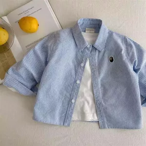 Áo sơ mi sọc bé trai mùa xuân thu dài tay 90-160 Size CWVC