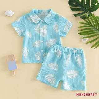 MG-Toddler Trang Phục Mùa Hè Cho Bé Khủng Long / Lá / Cây Dừa In Nút Xuống Cổ Áo Sơ Mi Tay Ngắn Và Quần Short Bộ 2 Chiếc
