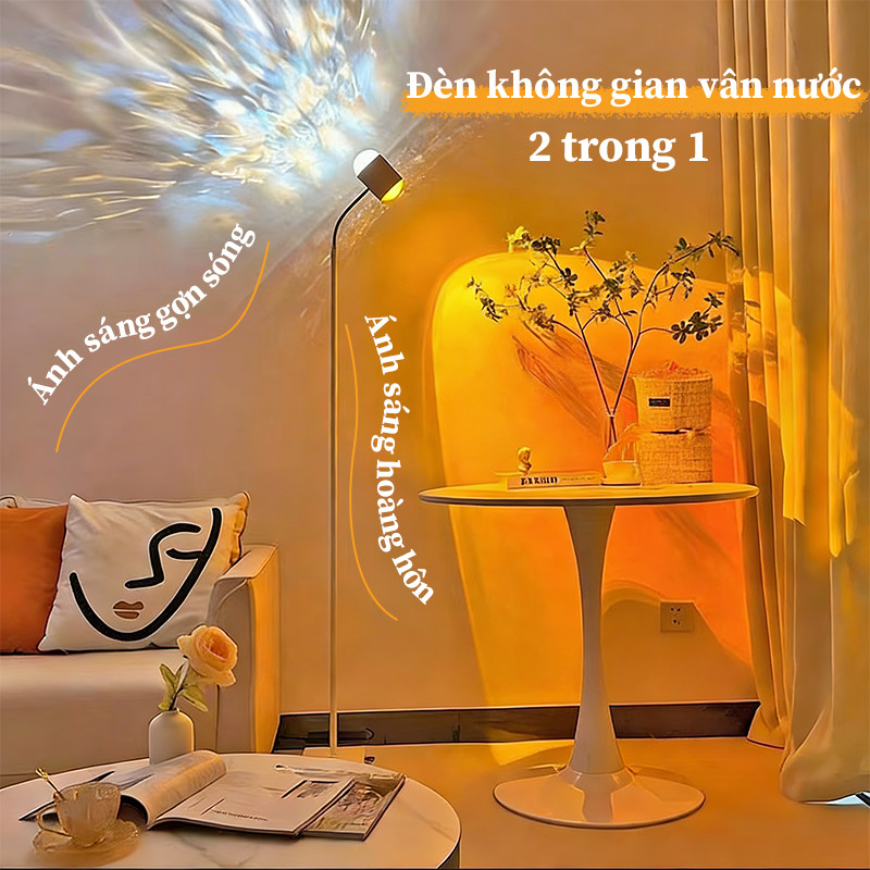 Đèn Trang Trí Hiệu Ứng Sóng Nước & Hoàng Hôn 2 Trong 1 - Cho Phòng Ngủ, Phòng Khách, Hỗ Trợ Livestream