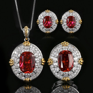 Châu Âu Mỹ ins Phong Cách Mới Đáy Đồng Mạ Vàng Mô Phỏng Đỏ Corundum Phù Hợp Với Nữ Đá Chính 10 * 14-6 * 8MM