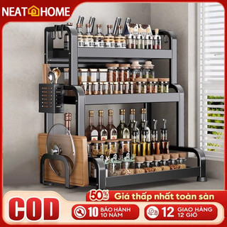 Kệ đựng gia vị  Kệ để gia vị nhà bếp đa năng đựng gia vị nấu ăn nhiều tầng kèm ống đũa giá gác thớt tiện lợi
