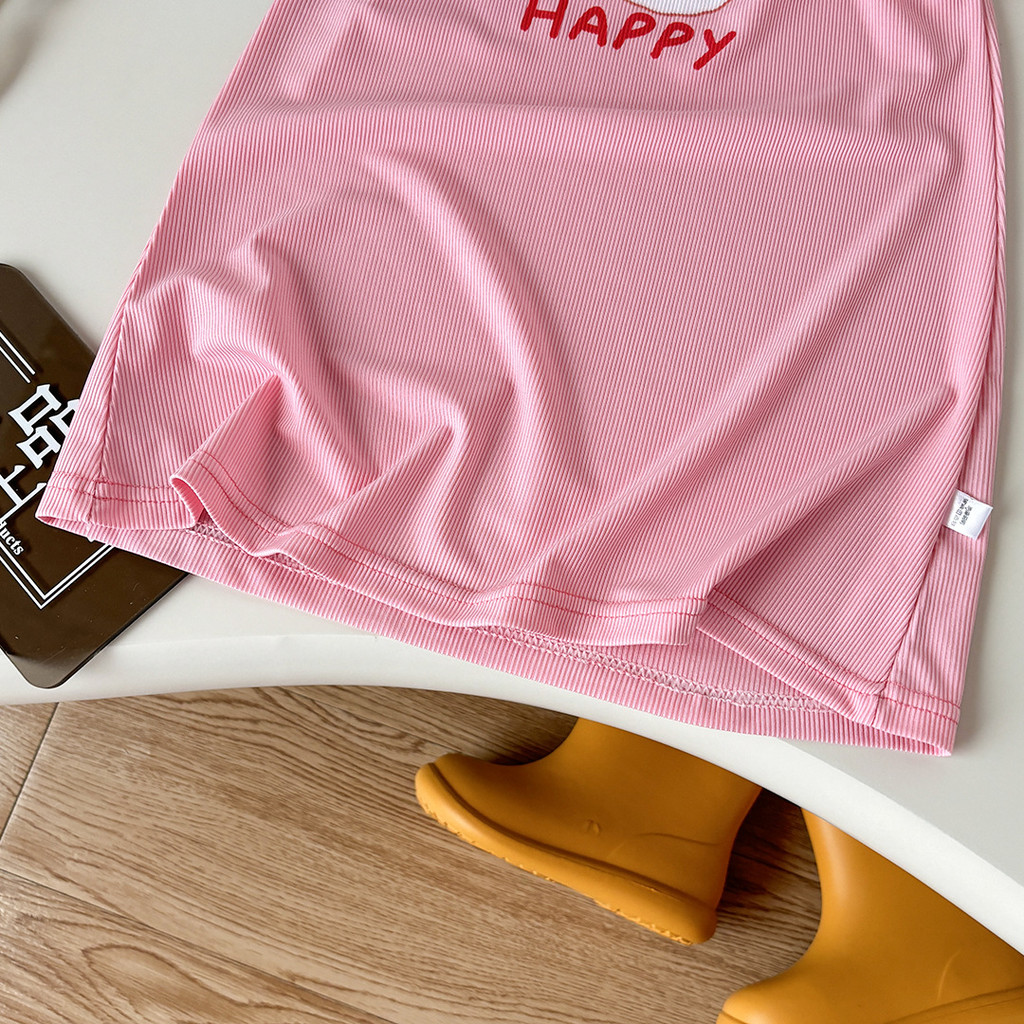 Đầm Bé Gái Sọc Mùa Hè Hoạt Hình Không Tay Sling 80-120 Size E67W