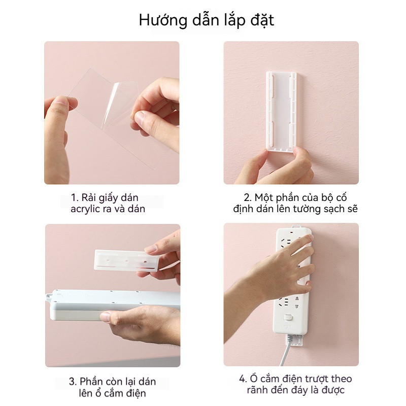 【COD】Giá treo ổ điện bằng nhựa bền, keo dính chắc chắn, sắp xếp dây điện gọn gàng, tối ưu không gian sống.