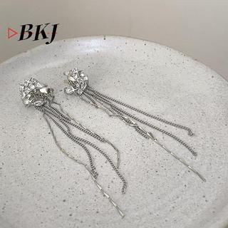 [KJ] Kẹp tai tua rua dài thời trang sáng bóng Zircon Moon Star Không xỏ khuyên Bông tai thiết kế hợp thời trang Trang sức dự tiệc dành cho nữ sang trọng [Mới]