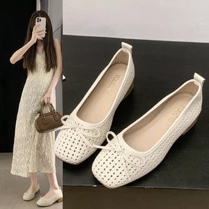 Đế Mềm Thoải Mái Bề Mặt Mềm Giày Mẹ Nông Thoáng Khí Nơ Giày Nữ Thông Thường