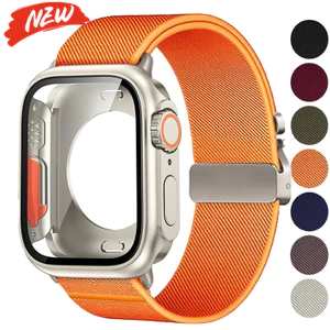 Ốp PC + Dây đeo Nylon tương thích cho Apple Watch Series11 / 10 46mm 42mm SE3 9 8 7 6 5 44mm 40mm 45mm 41mm