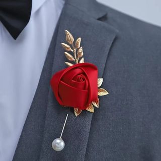 NICOLOO Rose Bud Boutonniere, Giả Ngọc Trai Lụa Chú Chổi Boutonniere, Người Cao Cấp Corsage Chân Cho Tiệc Cưới Trang Trí Dự Tiệc