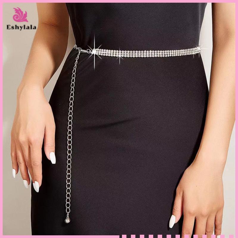 Dây thắt lưng đính đá Eshylala nữ và bé gái, sang trọng, điều chỉnh size 60-100cm [MỚI]