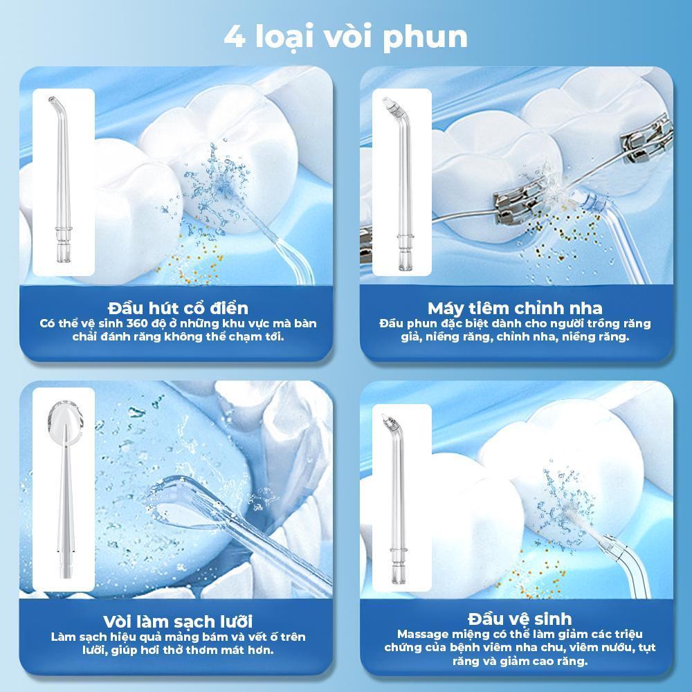 GOKOCO Máy tăm nước 4 Đầu Phun Nhỏ Gọn Du Lịch 150ml Dành Cho Người Niềng Răng & Nướu Nhạy Cảm | BigBuy360 - bigbuy360.vn